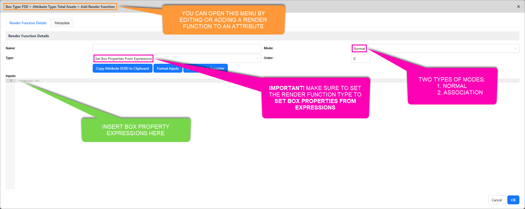 An example render function