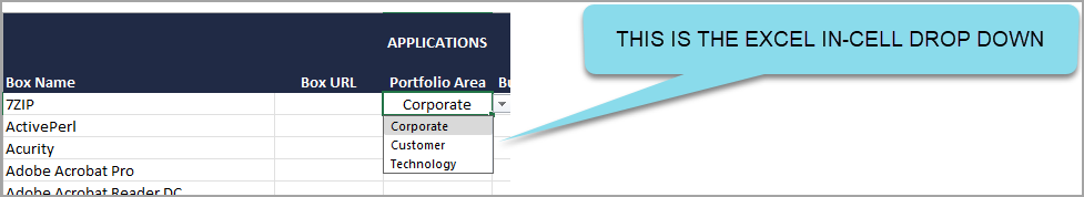 Excel dropdown example