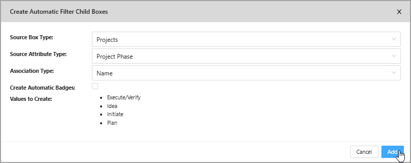 Filled Create Automatic Filter menu