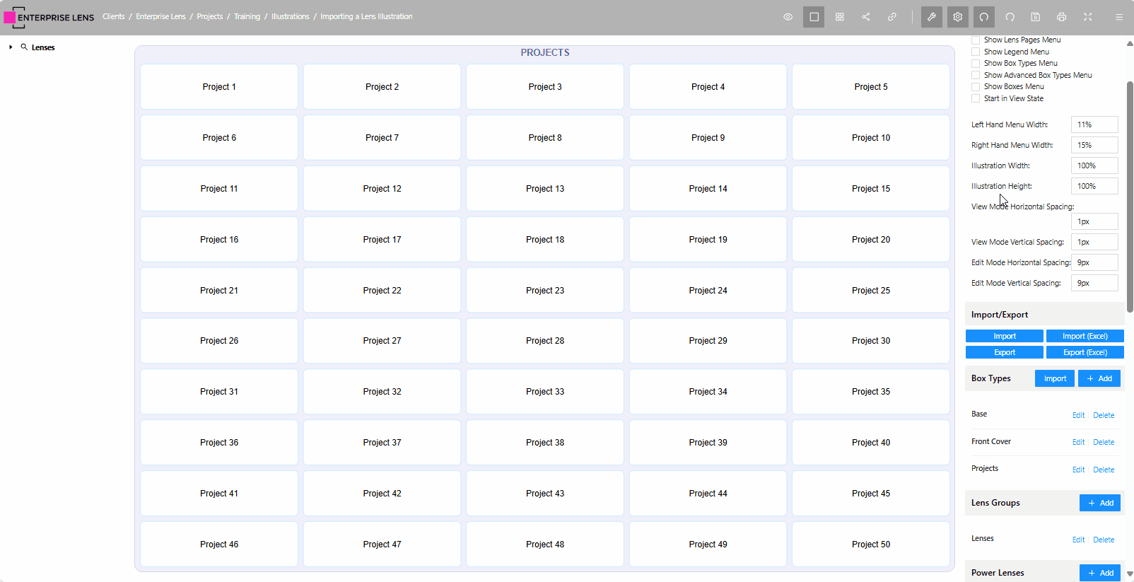 Creating the Lens Menu